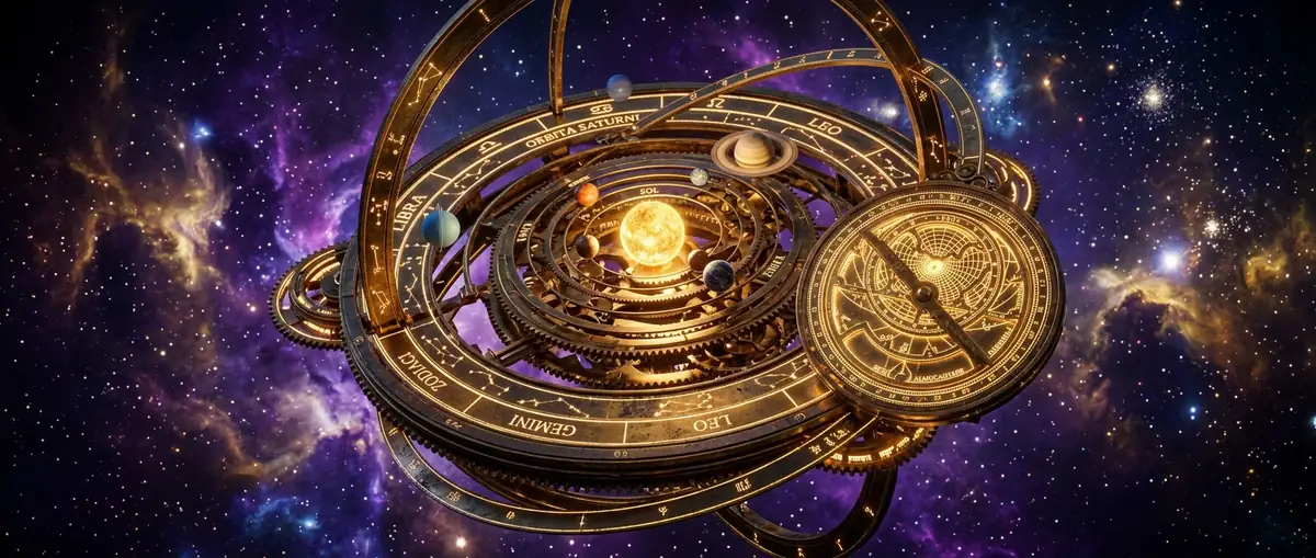 Astropunk background with glowing gears